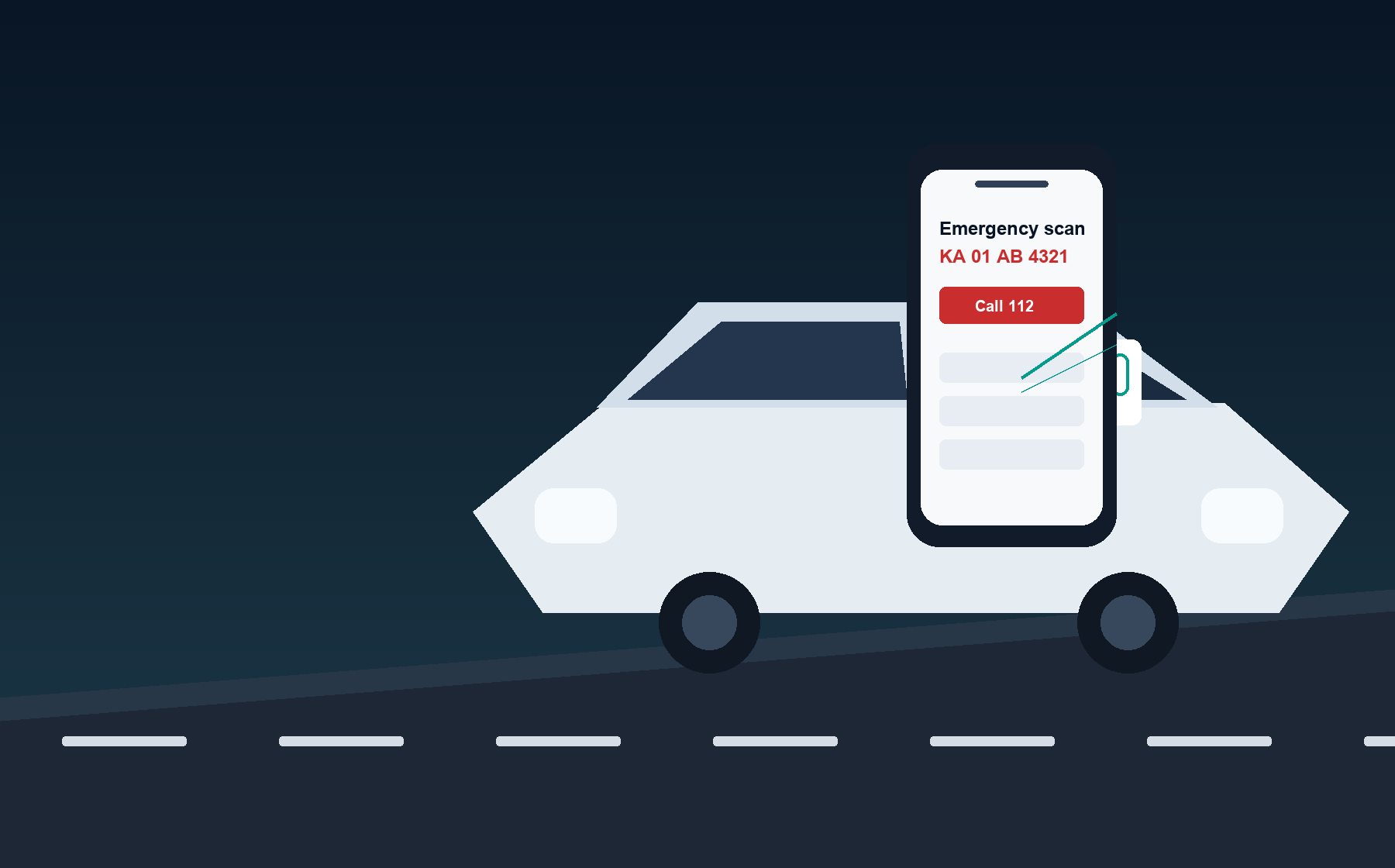 Vehicle QR sticker being scanned by a phone